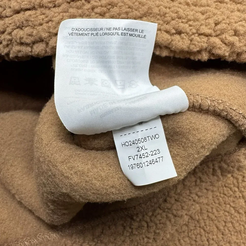 NEW Air Jordan Flight Sherpa 1/2 Zip Pullover Hoodie Mens 2XL Brown FV7452-223